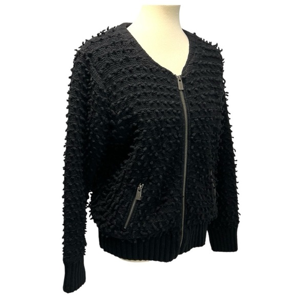 Anine Bing Black Wool Blend Bauble 3D Textured Zipper Front Jacket Coat Womens S - Picture 11 of 16